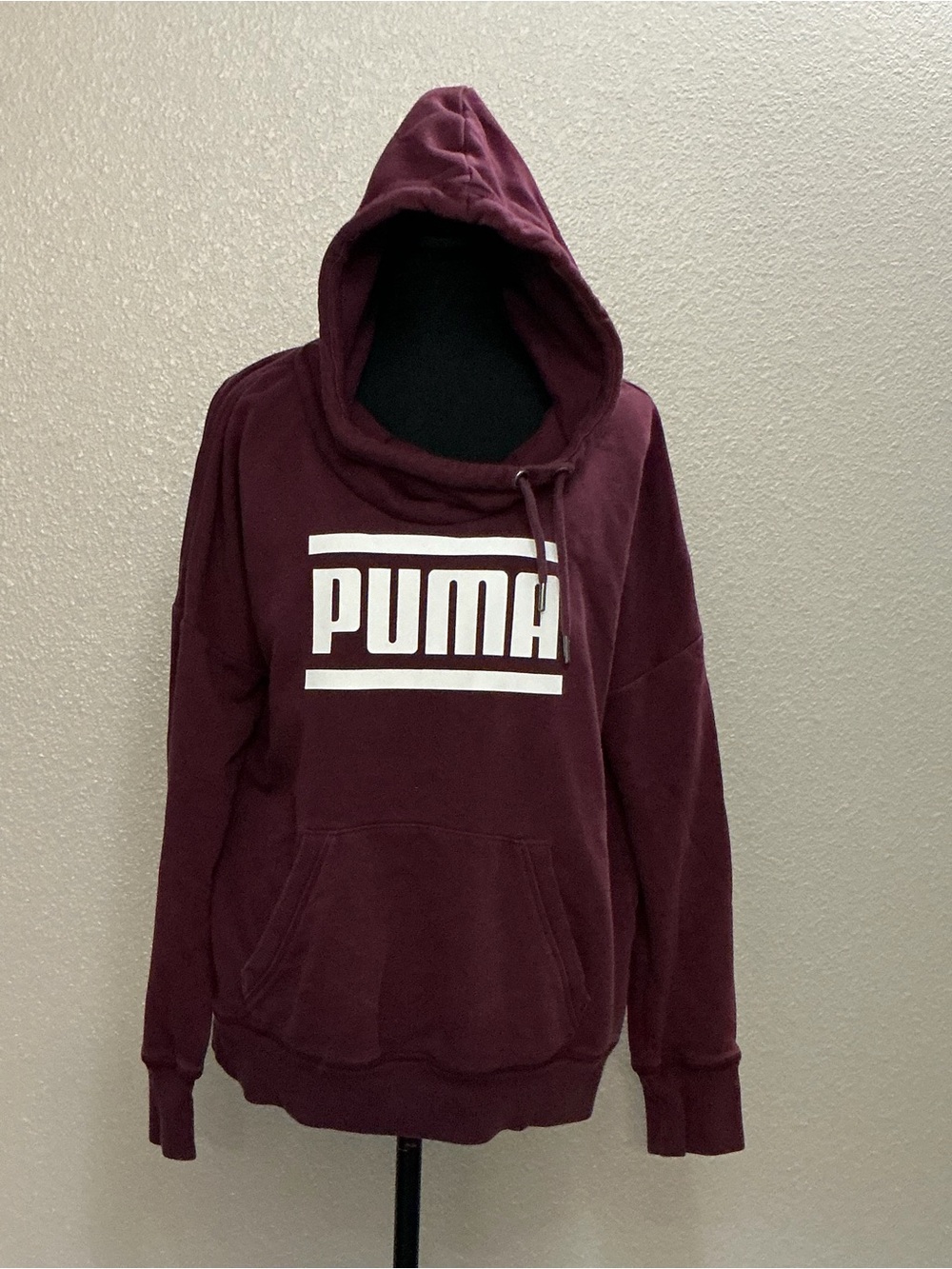 Puma Women's Burgundy Hooded Pullover with White Logo